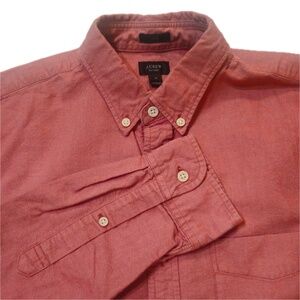 J Crew Oxford Shirt Mens Medium Red Slim Fit Button Down Long Sleeve Cotton